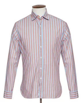 Cerulean Blue and Red Stripe Shirt