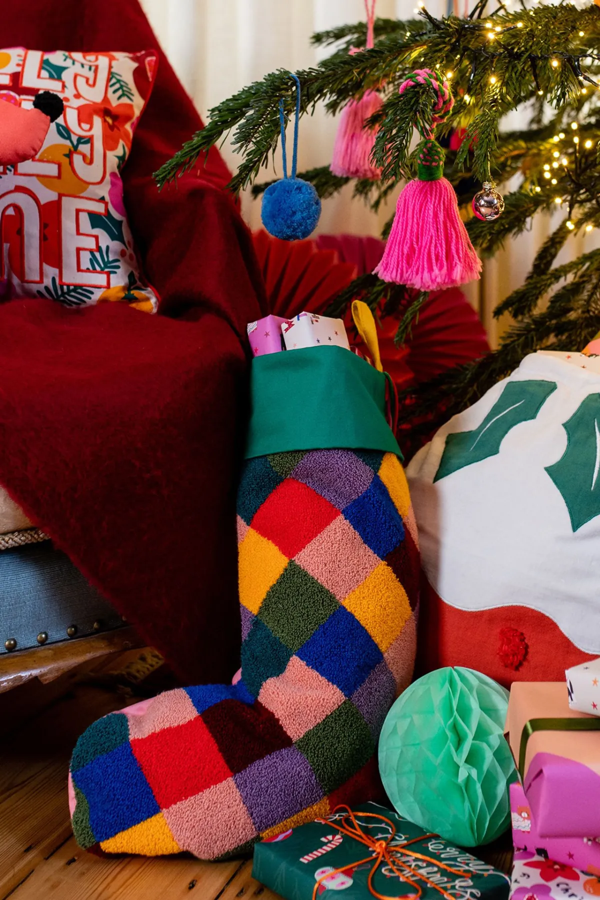 Checkered Christmas Stocking