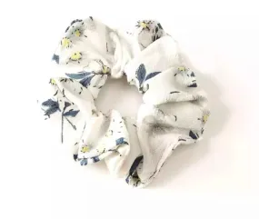 Chiffon Floral Scrunchie - Off White