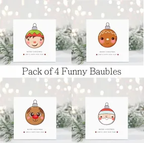 Christmas Baubles Card - Set Of 4