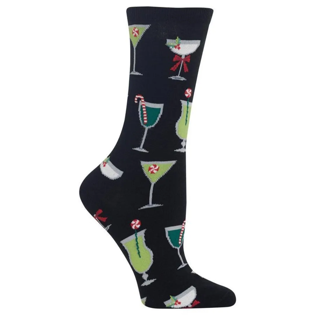 Christmas Cocktail Socks Women's Crew Sock