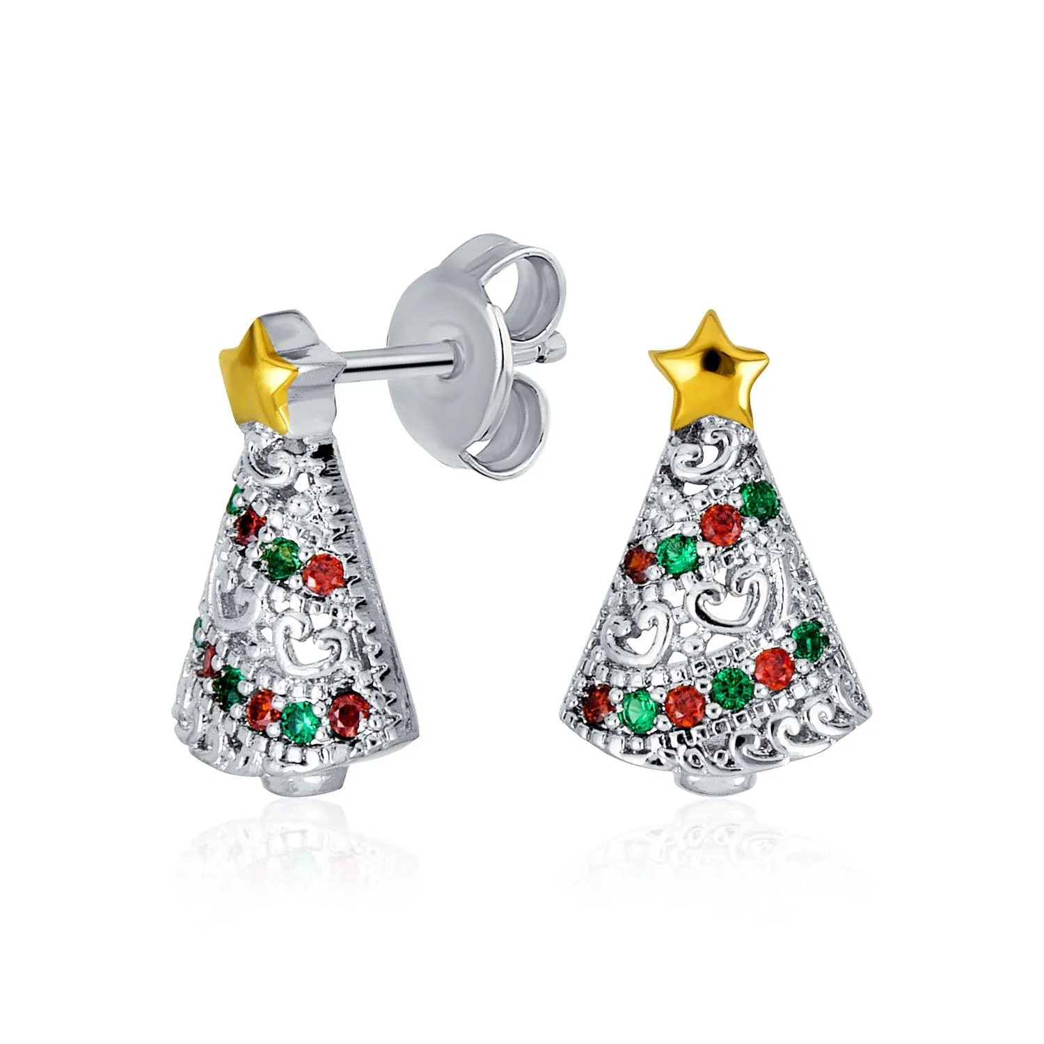 Christmas Colorful Enamel Snowman Christmas Tree Gingerbread Man Stud Earrings