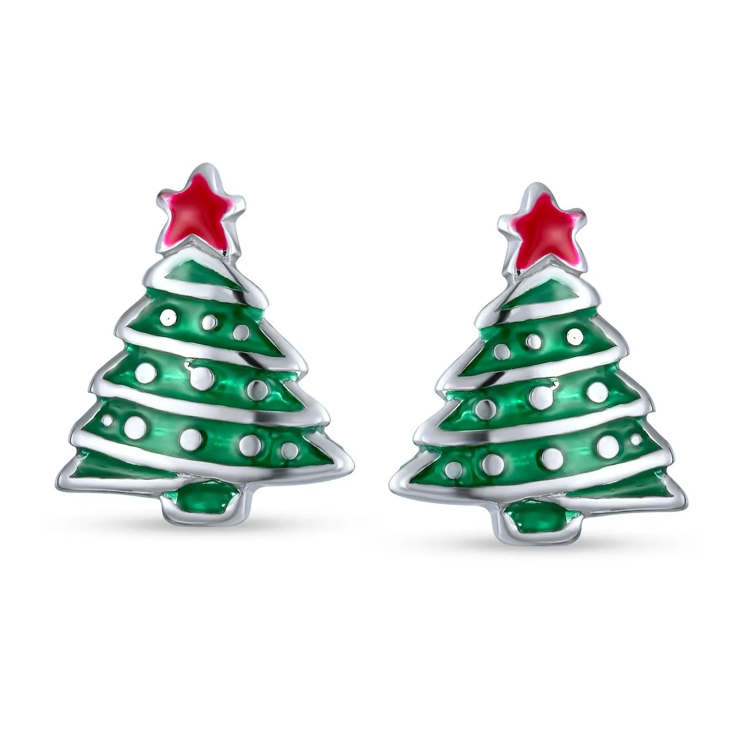 Christmas Colorful Enamel Snowman Christmas Tree Gingerbread Man Stud Earrings