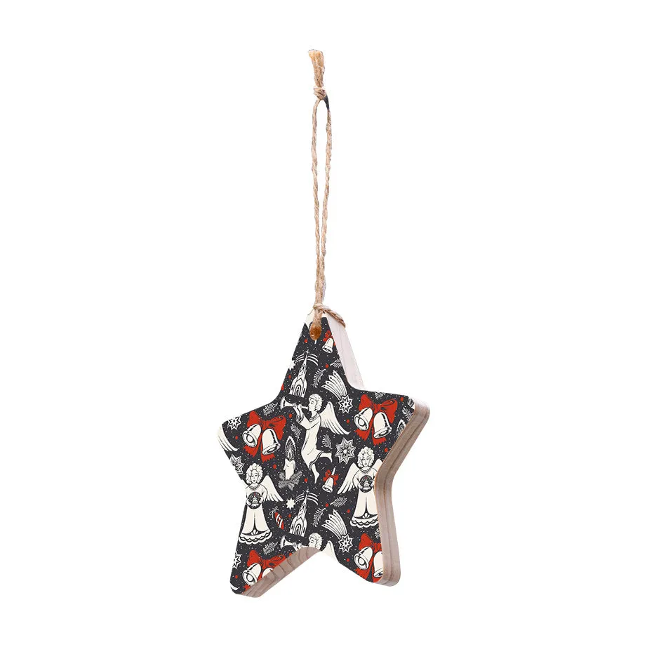 Christmas Decorations ANGELS- Wooden Xmas Star And Fridge Magnet