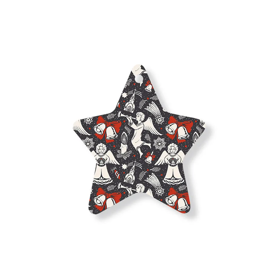 Christmas Decorations ANGELS- Wooden Xmas Star And Fridge Magnet