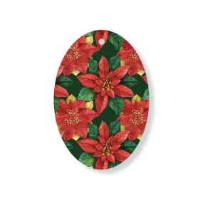 Christmas Decorations BLOOMS OF THE SEASON II- Wooden Xmas Oval Decoration and Fridge Magnet