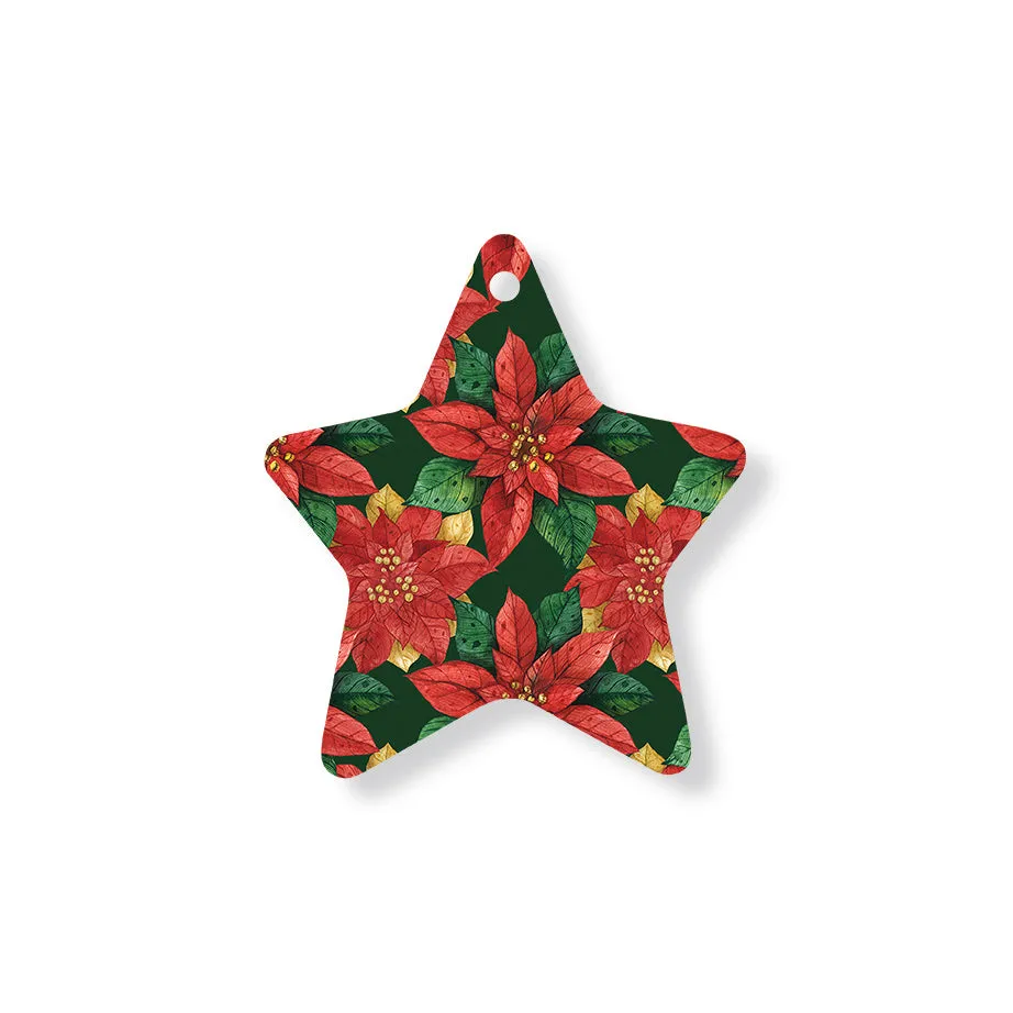 Christmas Decorations BLOOMS OF THE SEASON II- Wooden Xmas Star And Fridge Magnet