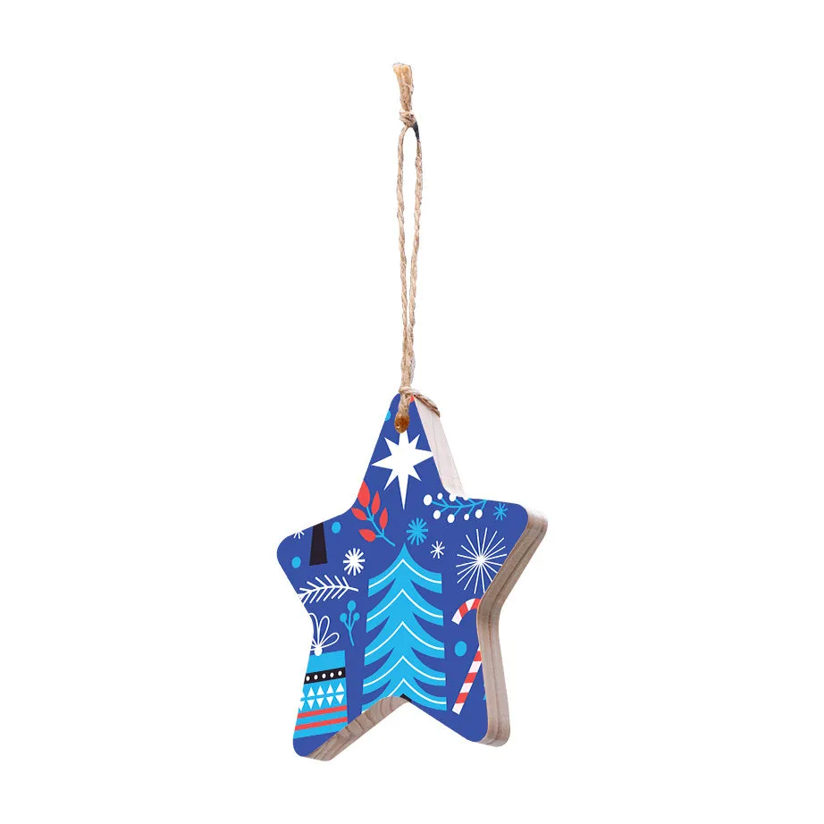 Christmas Decorations BLUE XMAS II- Wooden Xmas Star And Fridge Magnet