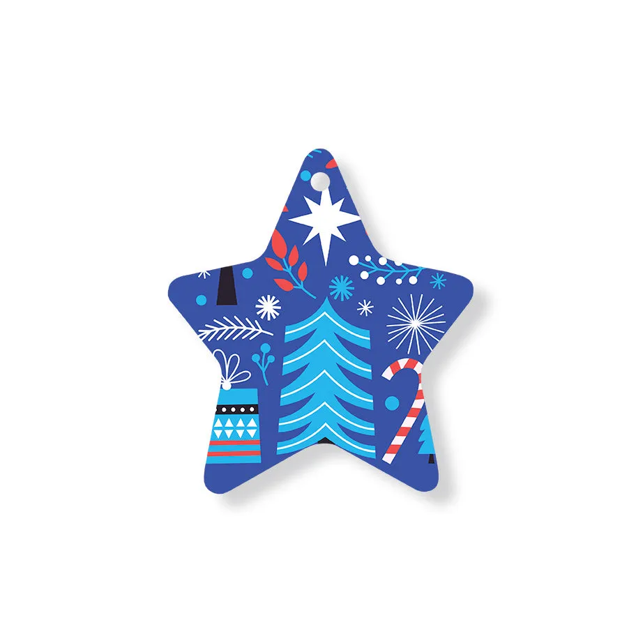 Christmas Decorations BLUE XMAS II- Wooden Xmas Star And Fridge Magnet