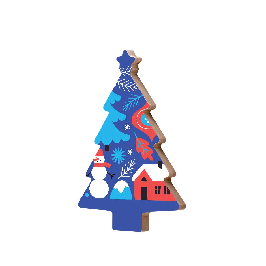 Christmas Decorations BLUE XMAS- Wooden Xmas Tree And Fridge Magnet