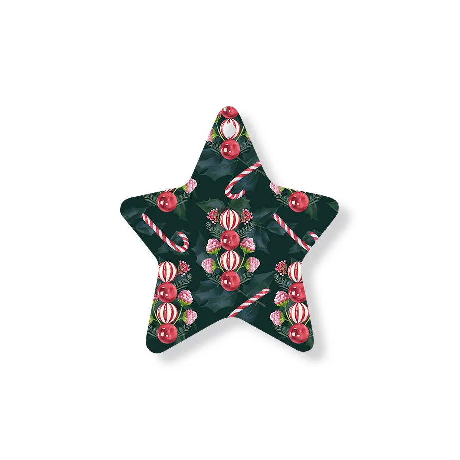 Christmas Decorations CANDY CANES- Wooden Xmas Star And Fridge Magnet