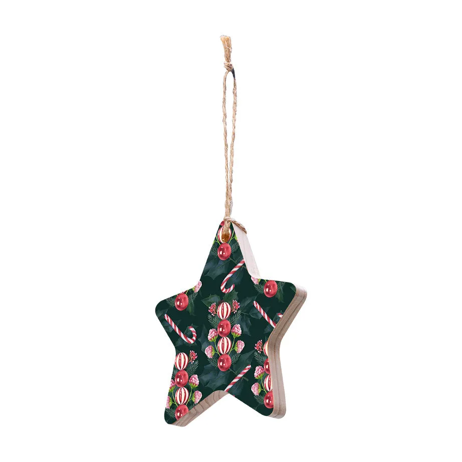 Christmas Decorations CANDY CANES- Wooden Xmas Star And Fridge Magnet