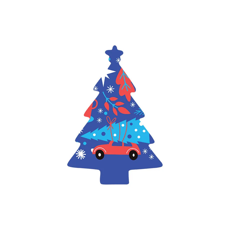 Christmas Decorations DRIVING HOME- Wooden Xmas Tree And Fridge Magnet