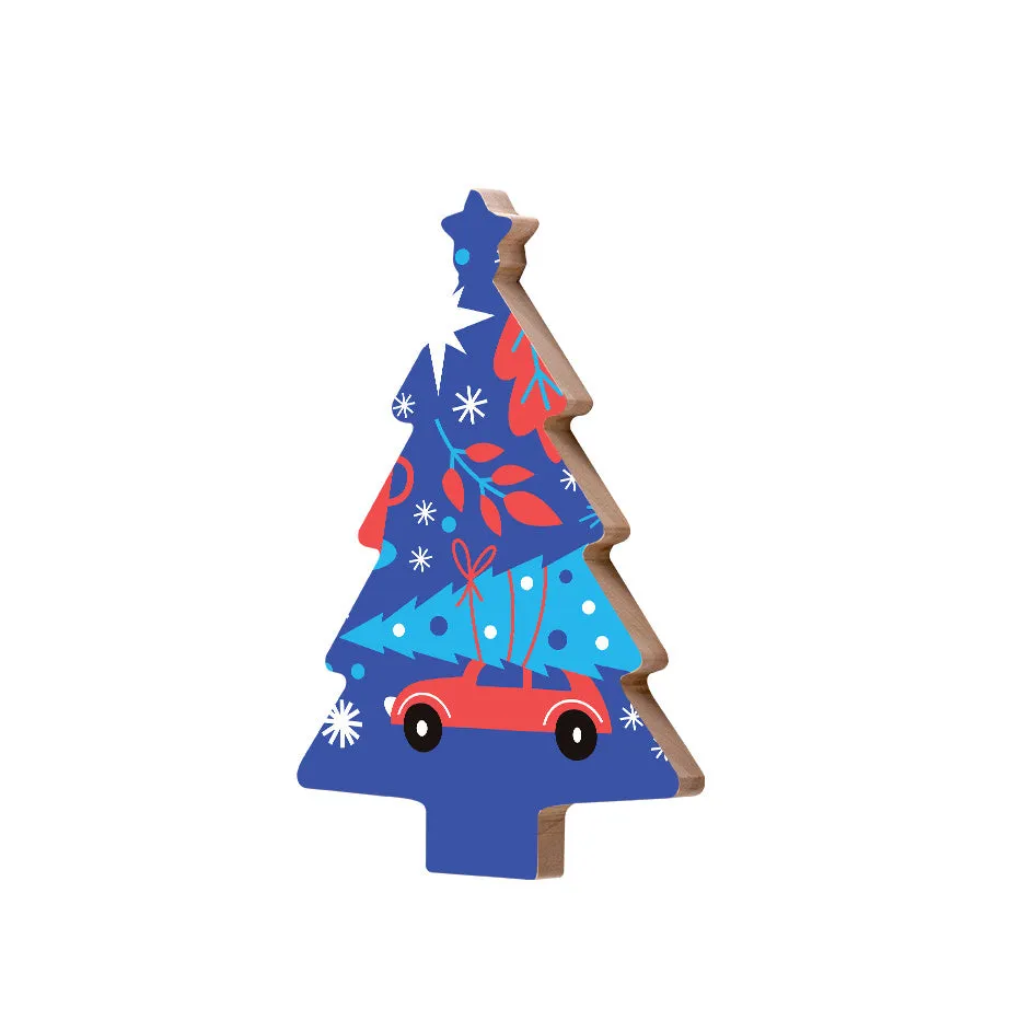 Christmas Decorations DRIVING HOME- Wooden Xmas Tree And Fridge Magnet