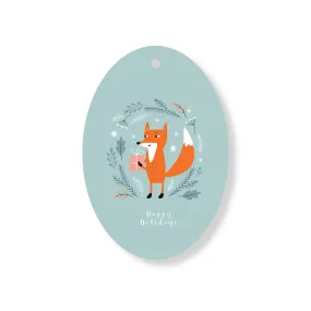 Christmas Decorations FOXY PRESENTS- Wooden Xmas Oval Decoration and Fridge Magnet