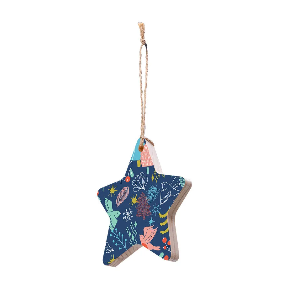 Christmas Decorations HAPPY DAYS- Wooden Xmas Star And Fridge Magnet