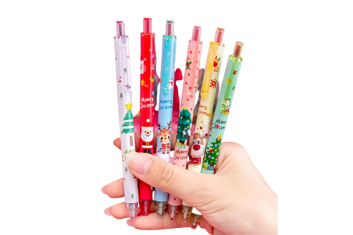 Christmas Design 6-Piece Retractable Gel Pen Set