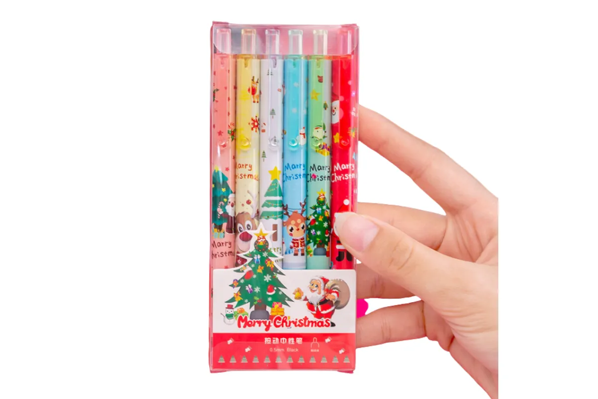 Christmas Design 6-Piece Retractable Gel Pen Set