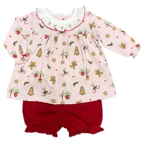 Christmas Gingerbread long sleeve diaper set