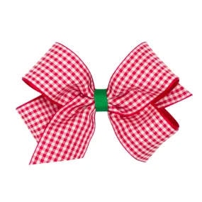 Christmas gingham medium overlay bow