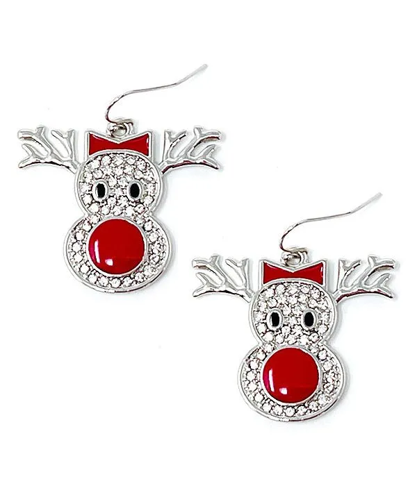 Christmas Reindeer Pave Crystal Earrings