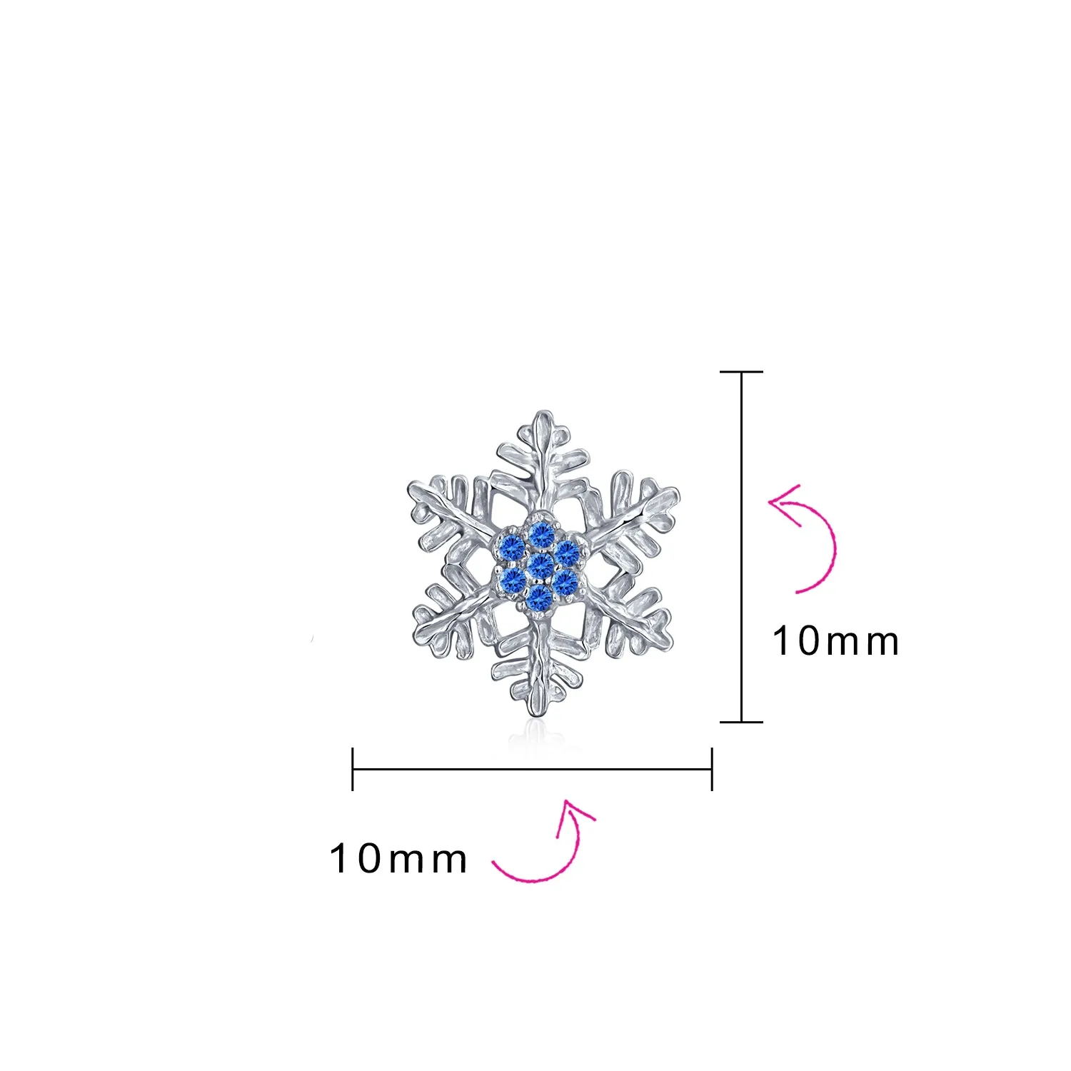 Christmas Set Branch Snowflake Pendant Blue CZ Necklace Stud Earring .925 Silver