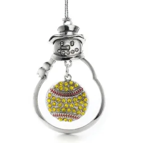 Christmas Softball Ornament with Crystal Softball charm