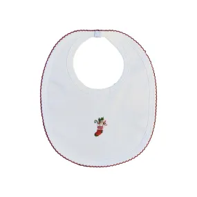 Christmas Stocking Pima Cotton Baby Girl Bib