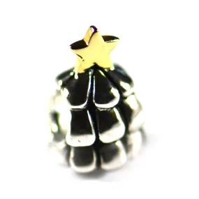 Christmas street silver beads with 18K gold plating star