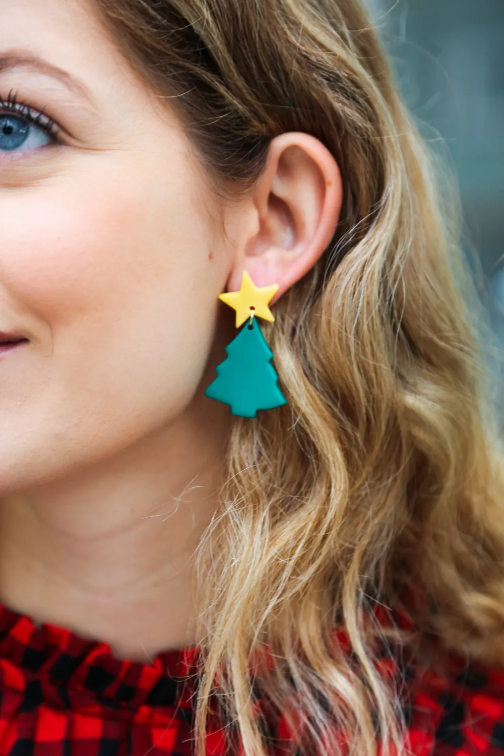 Christmas Tree Clay Dangle Earrings