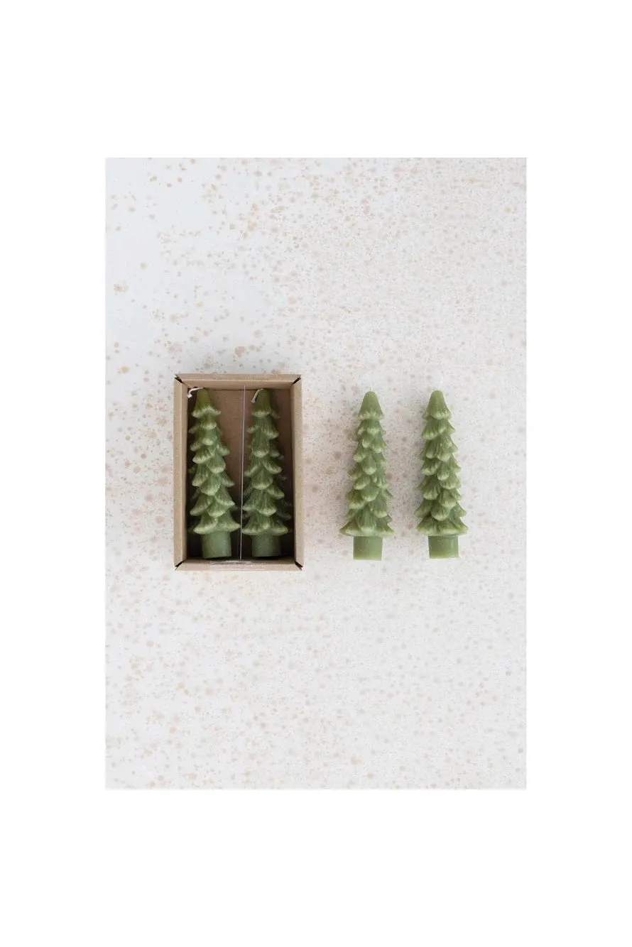 Christmas Tree Taper Candles - Set of 2