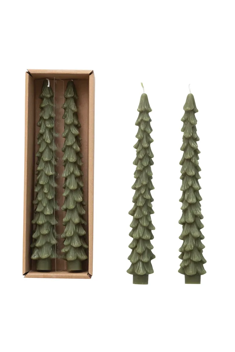 Christmas Tree Taper Candles - Set of 2