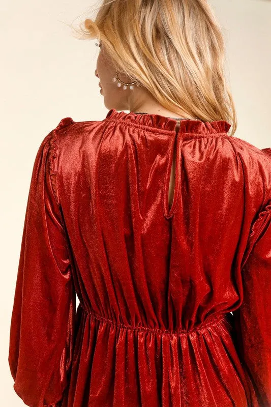 Christmas Velvet Dress- Hunter Green or Burgundy