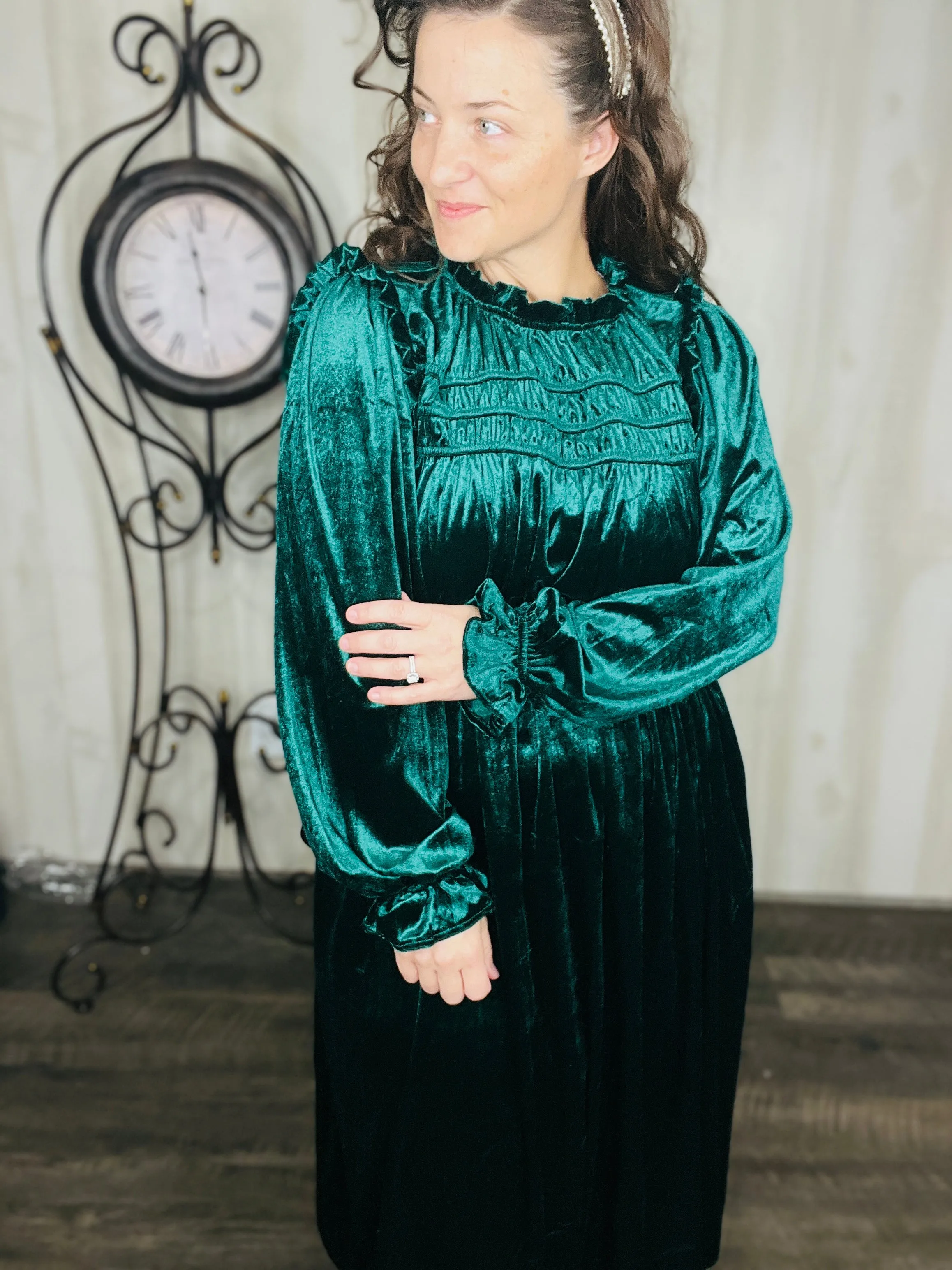 Christmas Velvet Dress- Hunter Green or Burgundy