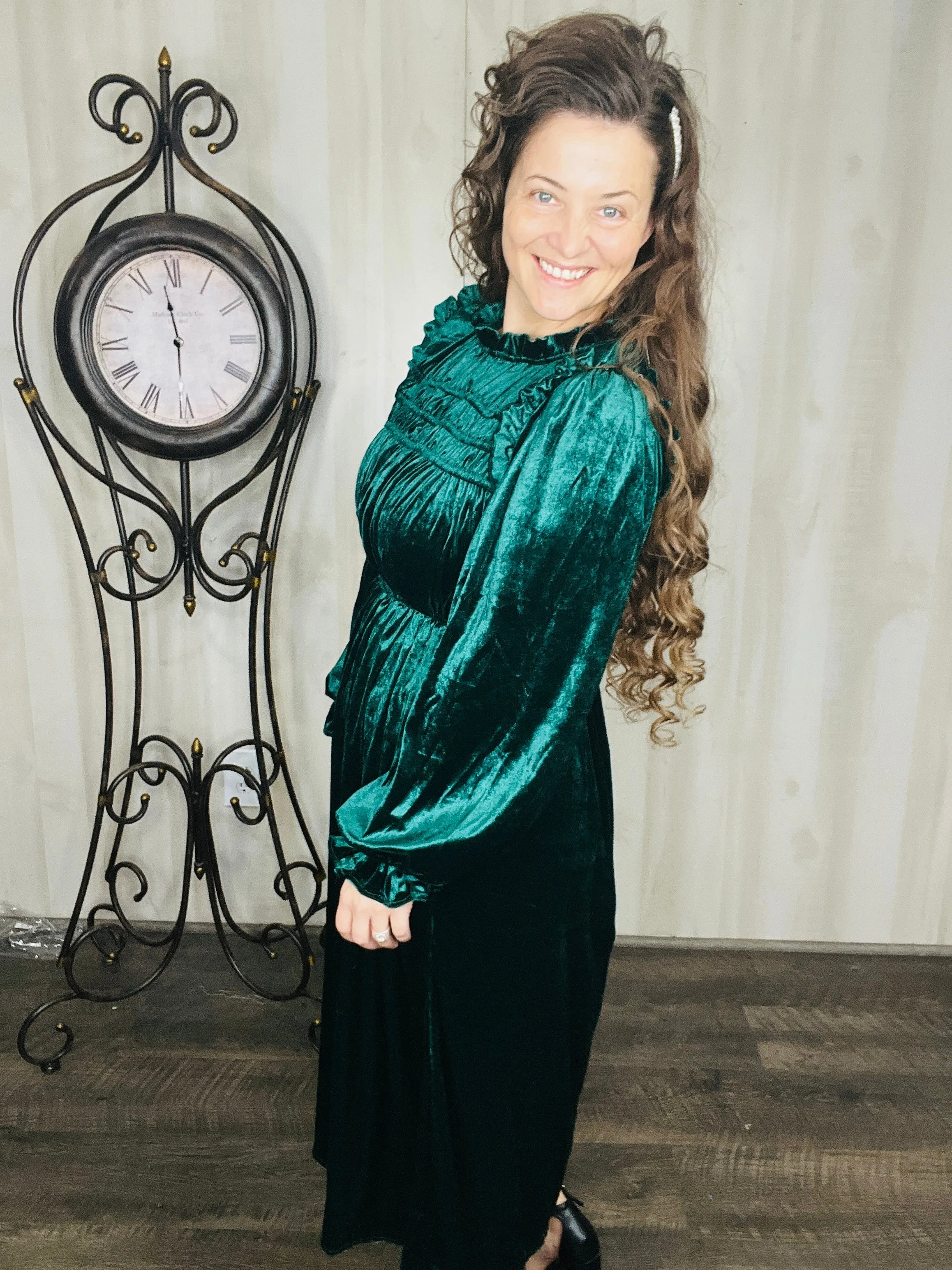 Christmas Velvet Dress- Hunter Green or Burgundy