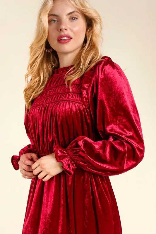 Christmas Velvet Dress- Hunter Green or Burgundy