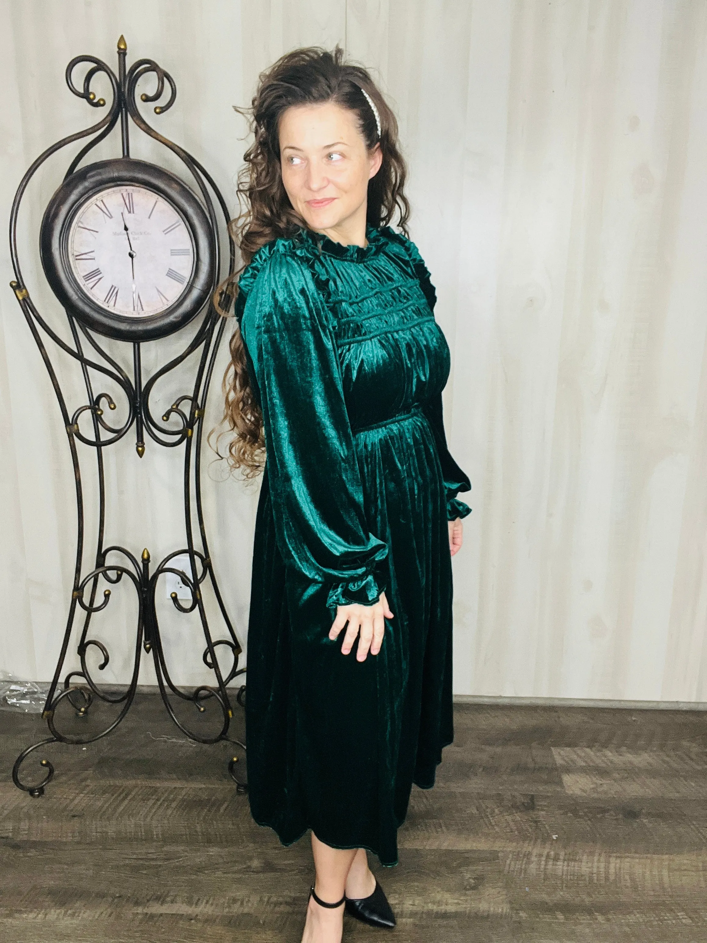 Christmas Velvet Dress- Hunter Green or Burgundy