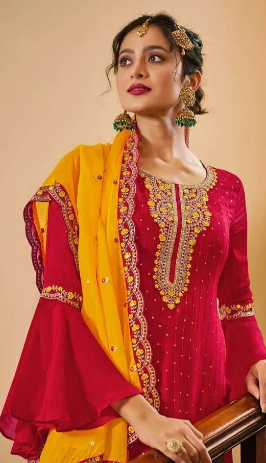 Classy and Elegant Embroidered Sharara Set - Rent