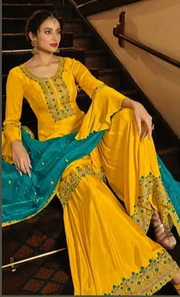 Classy and Elegant Embroidered Sharara Set - Rent