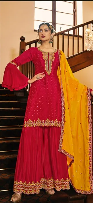 Classy and Elegant Embroidered Sharara Set - Rent