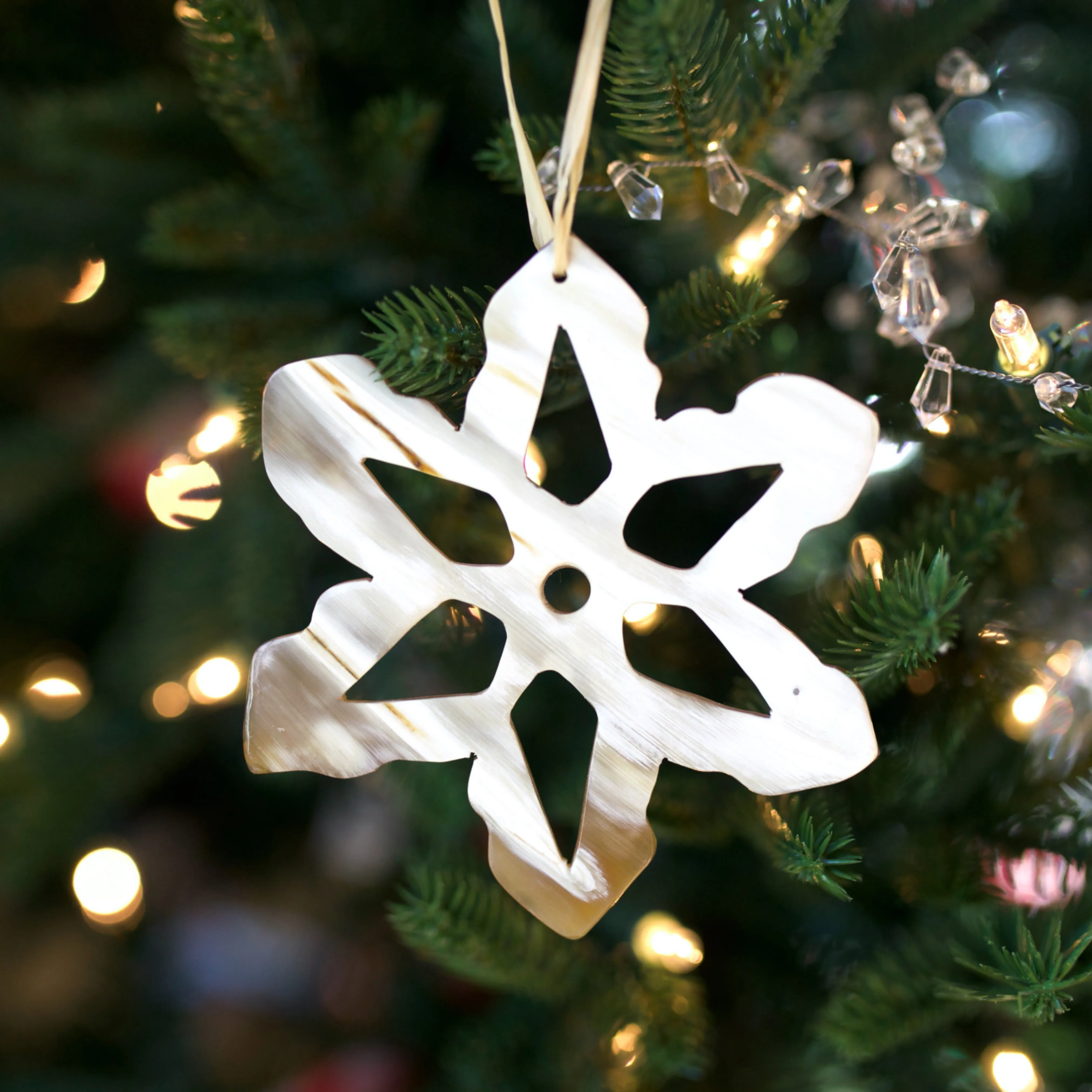 Cow Horn Snowflake Ornament