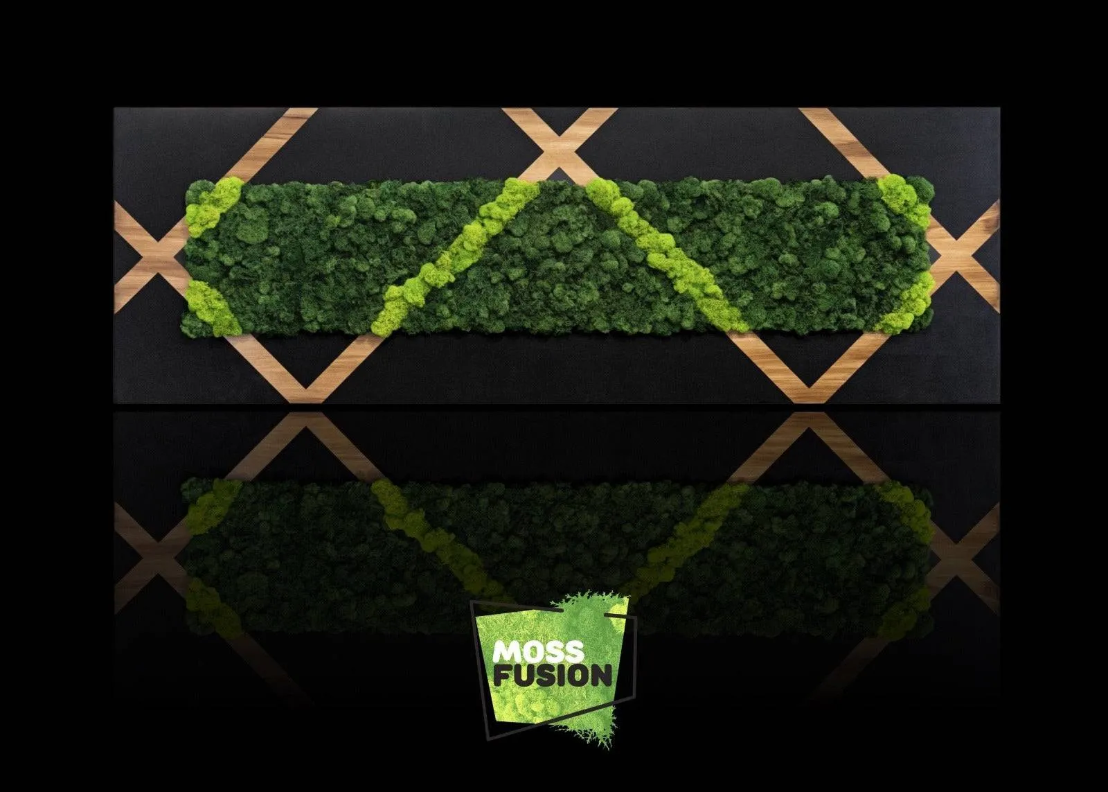 Crisscross Preserved Moss Wooden Wall Decor