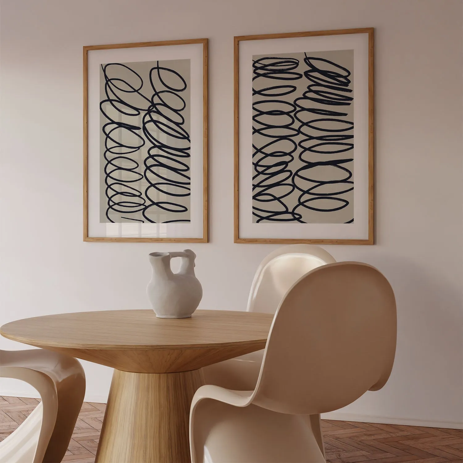 Curved Lines - Framed Print Set Of 2