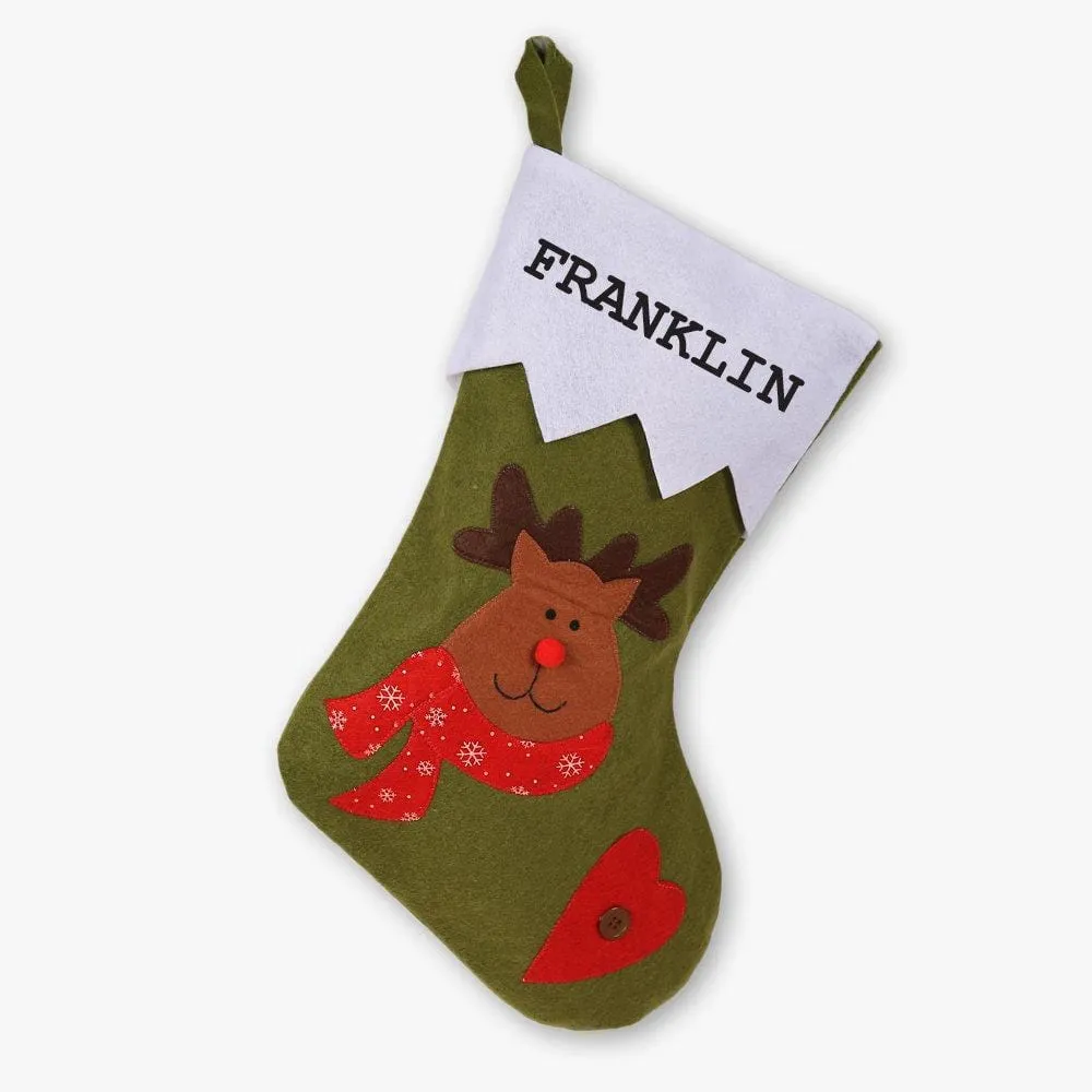 Custom Red Nosed Reindeer Christmas Stocking