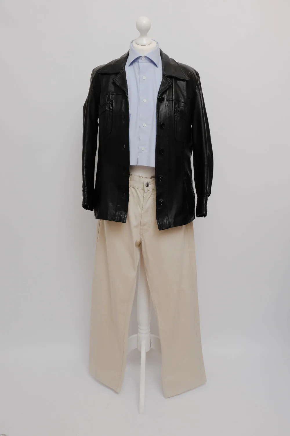 DIESEL VINTAGE CREAM WIDE LEG DENIM PANTS