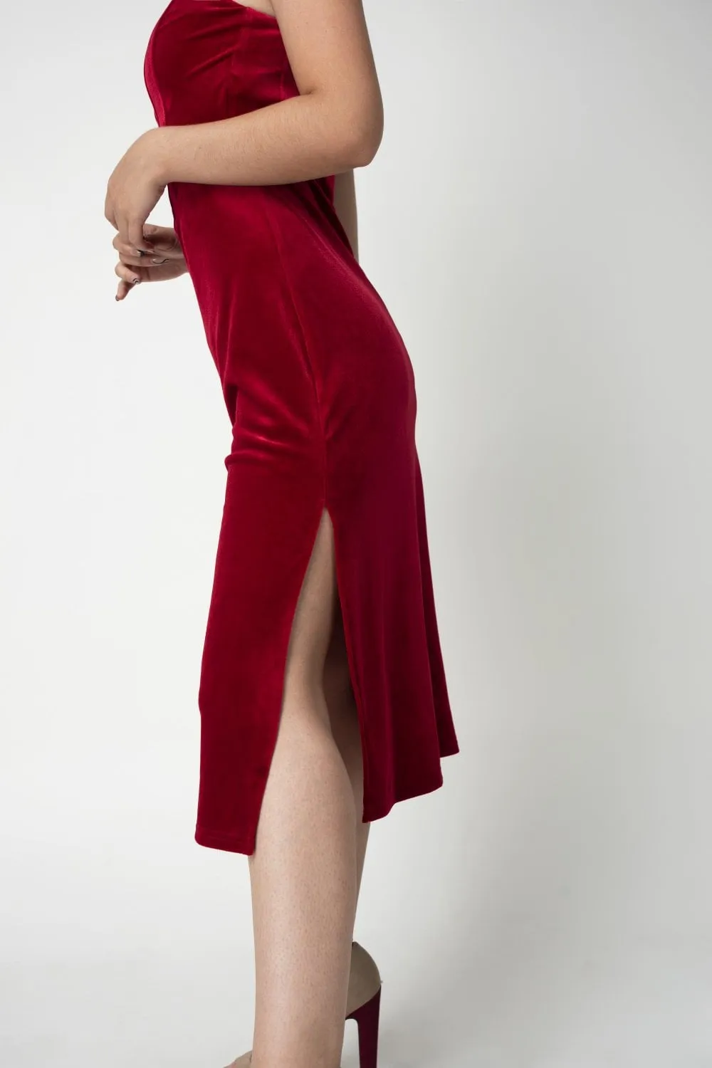 Double Second Red Corset Velvet Dress