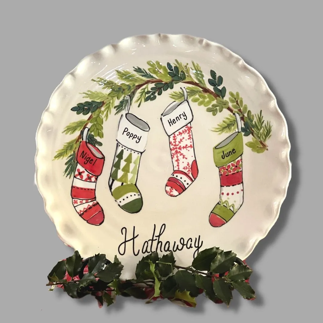 Family Christmas Stocking Plate, Personalized