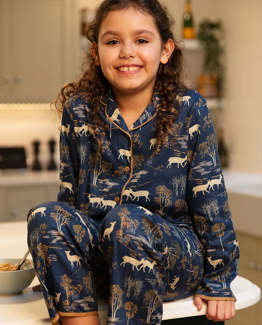 Fawn Girls Woodland Print Pyjama Set