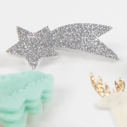 Felt & Glitter Icon Hair Clips (x 4)