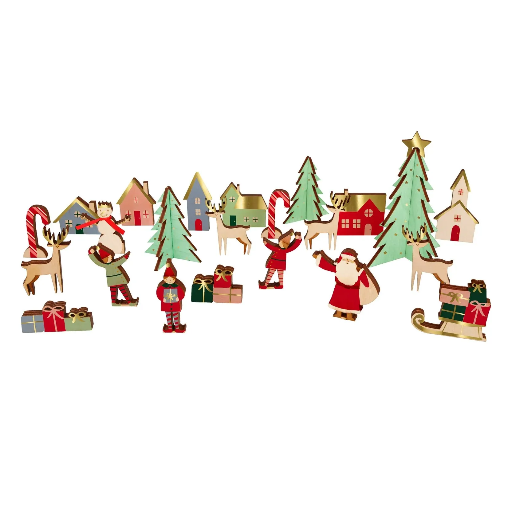 Festive Village Wooden Advent Calendar of